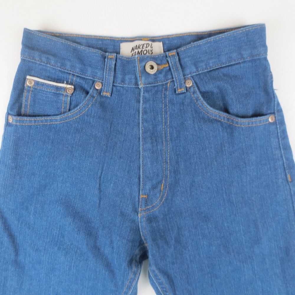Naked & Famous Jeans Womens 25 Island Blue Stretch Selvedge Max High Rise Denim - Picture 4 of 14